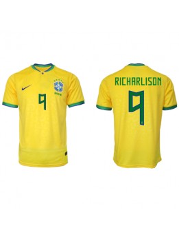 Moški Nogometna dresi replika Brazilija Richarlison #9 Domači SP 2022 Kratek rokav